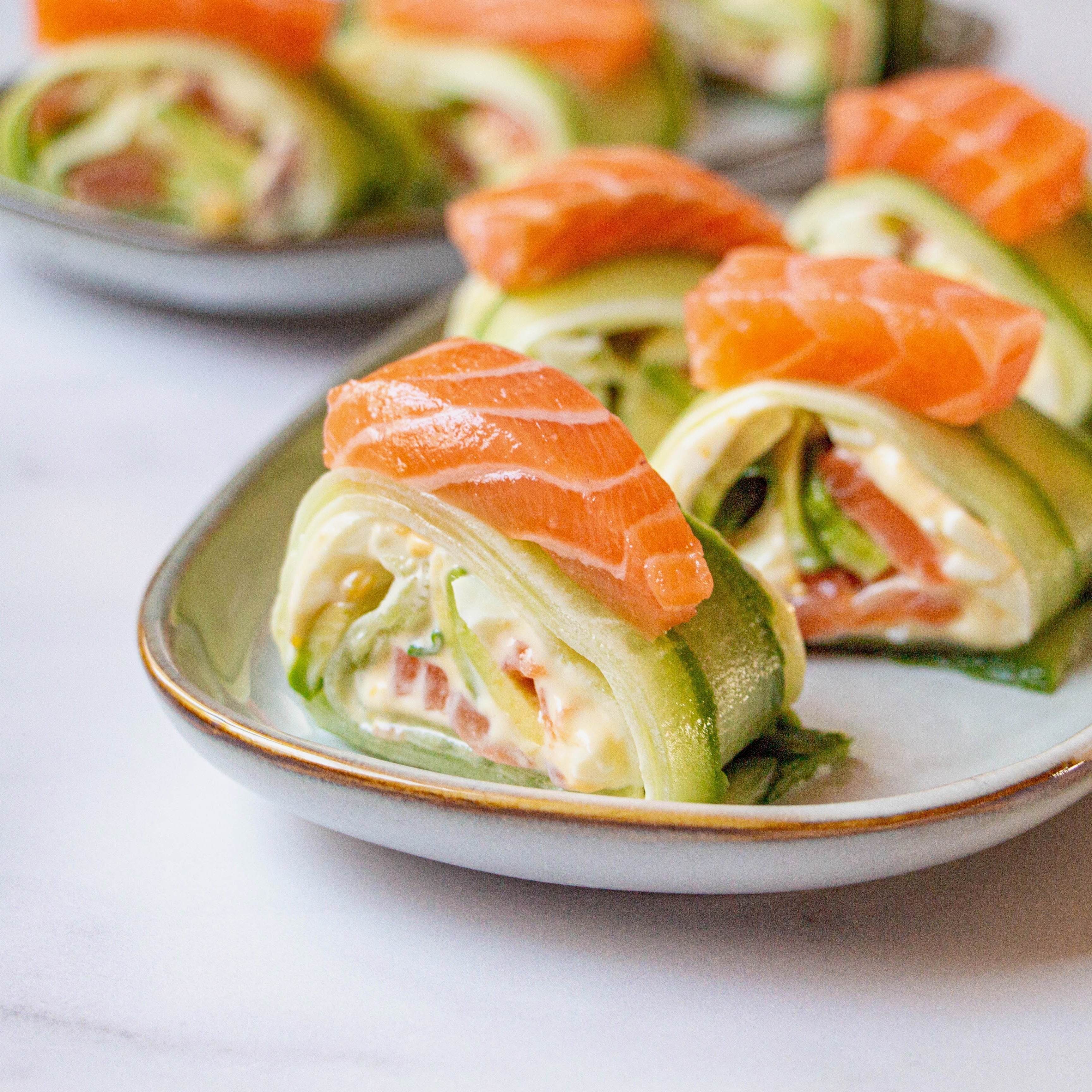 Makis de concombre saumon et oeuf mimosa