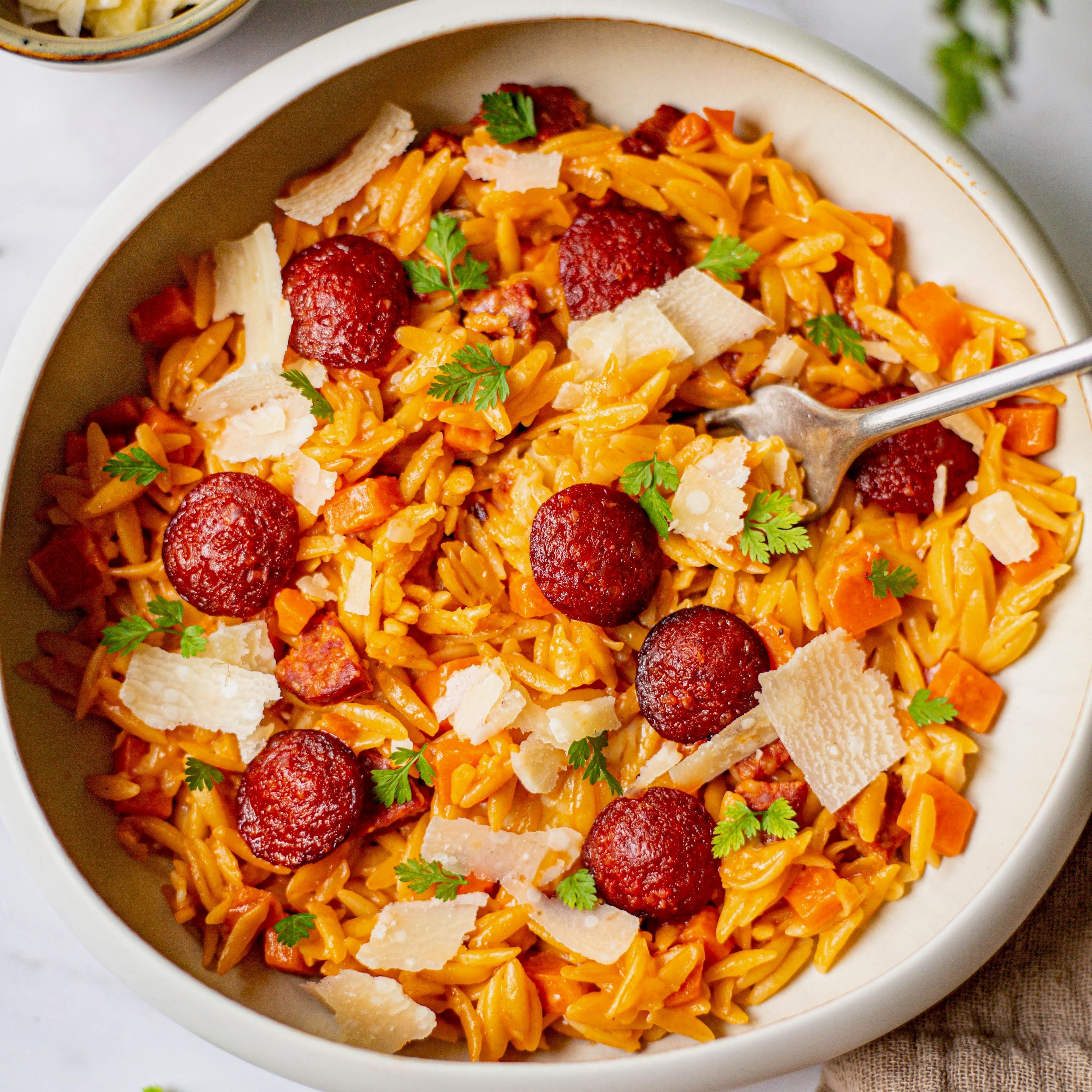 Orzo chorizo et patate douce